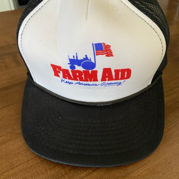 VINTAGE Farm Aid Concert Trucker Mesh Snapback Cap Deadstock RETRO 1987? Hipster - Picture 1 of 12